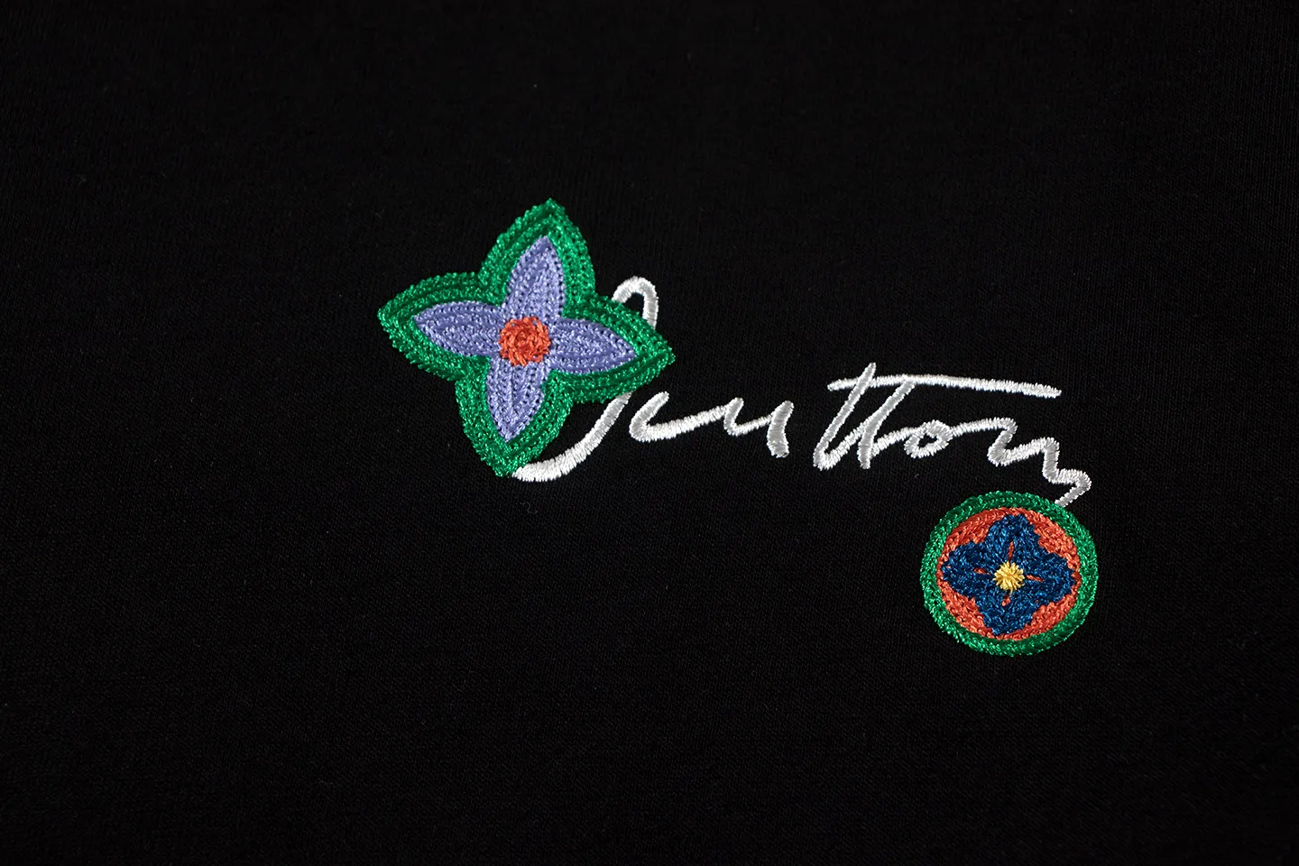 🅿️170 louis vuitto*2026 latest short-sleeved T-shirt patch embroidery Material: high version 300g double yarn combed cotton Size: S M L XL Color: black and white Style number: W2636